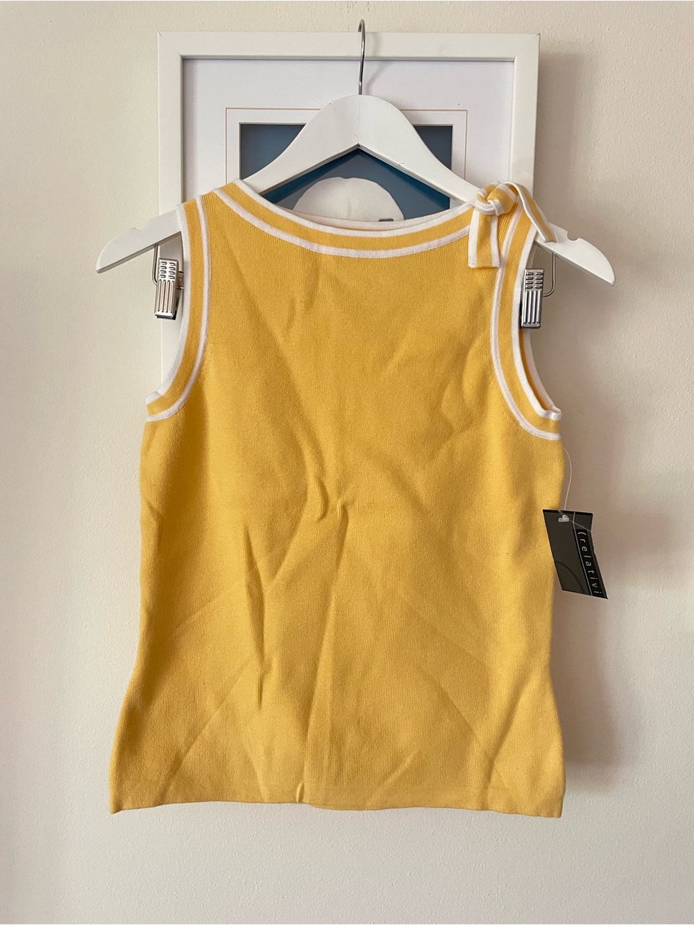 Relativity Vintage Y2K Knit Tank Top Preppy Coastal Shoulder Tie Size Small New
